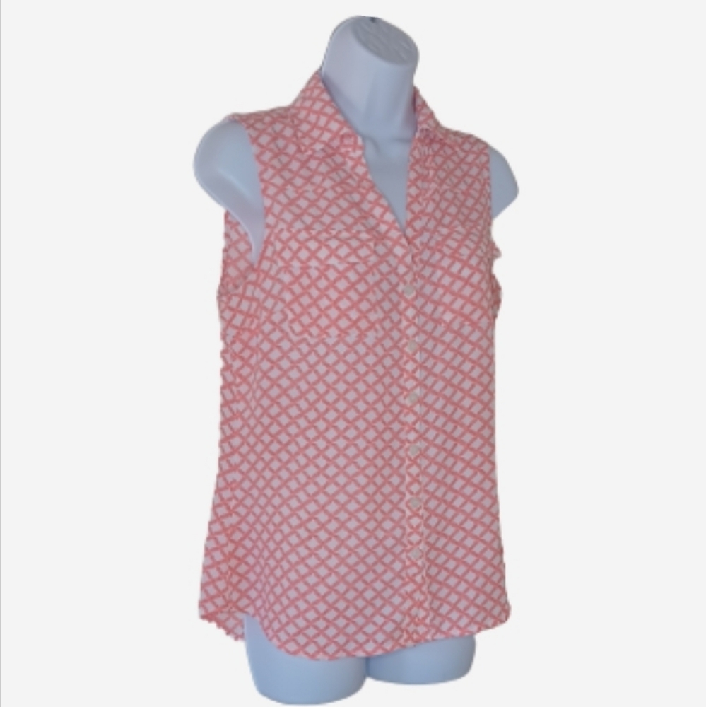 New York and Co Nautical rope lattice sleeveless blouse, sz S